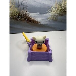 Littlest Pet Shop 2006 Hasbro McDonalds White Mouse Purple Crate Clip Toy Figure